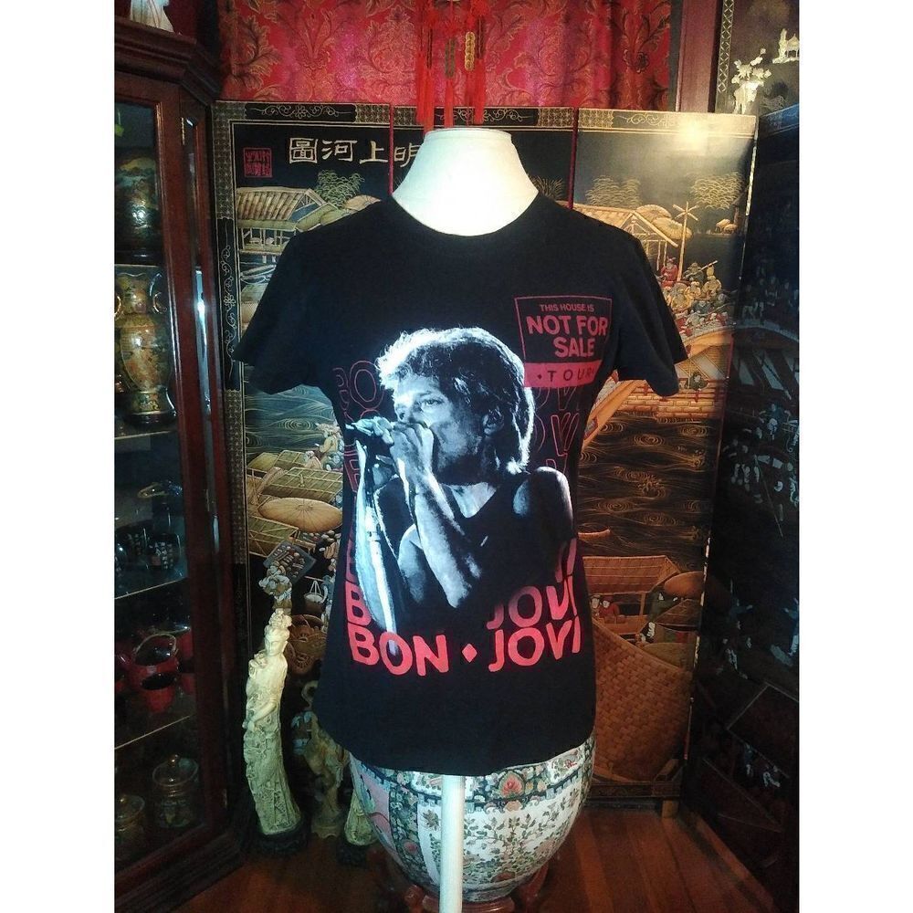 Large Bon Jovi 2018 This House Is Not For Sale Tour Black Band Tee Tshirt